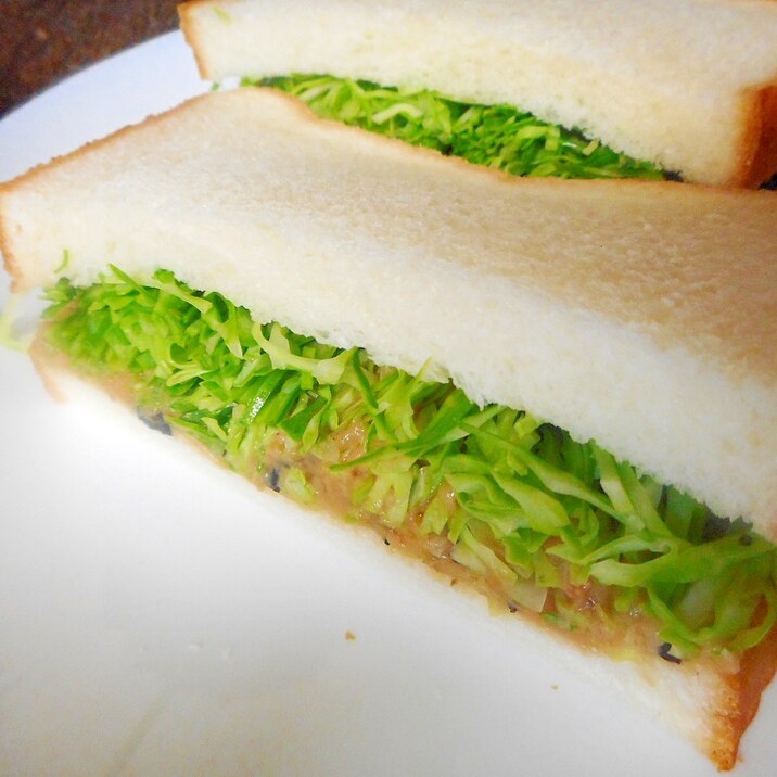 大豆ヒジキディップとキャベツのサンドイッチ